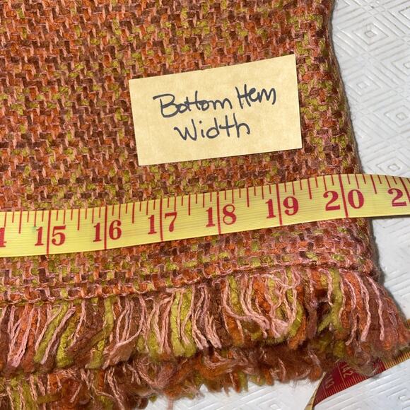 British Khaki Orange Purple Lime Tweed Lined Knee Length Pencil Skirt Size 12 - Picture 12 of 13